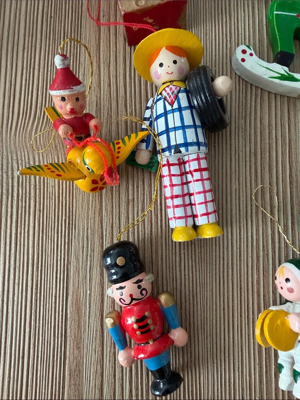 Vintage Wood Christmas Ornament Bundle Lot of 12